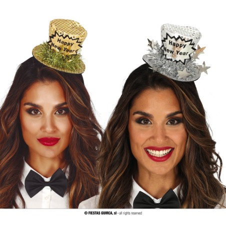 DIADEMA CHISTERA "HAPPY NEW YEAR" SURT.PLATA Y ORO